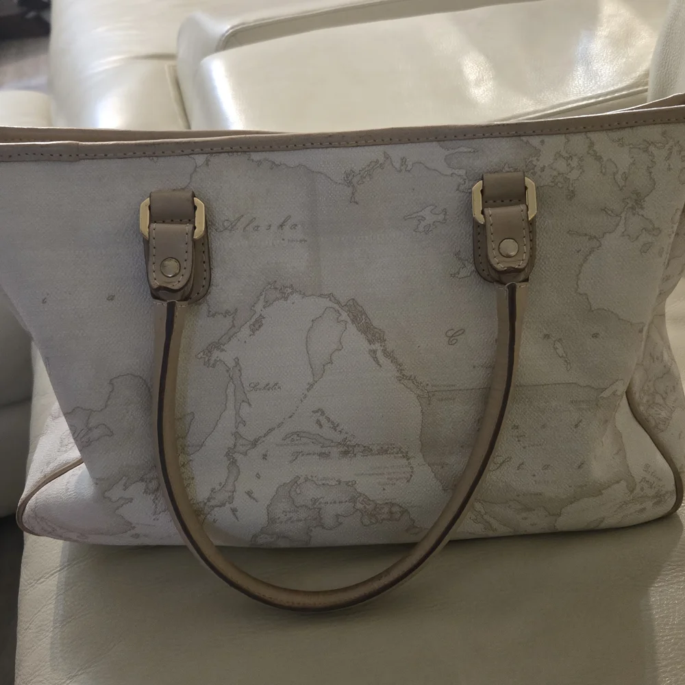 Bag Italy Alviero Martini Elegant Beige Map Print Handbag